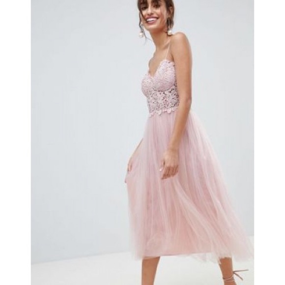 ASOS Dresses & Skirts - NWT ASOS Lace Cami Top Tulle Midi Dress